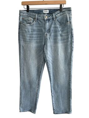 Pistola Light Wash Jeans Straight Crop Distressed  Denim Size 31 Inseam 26”